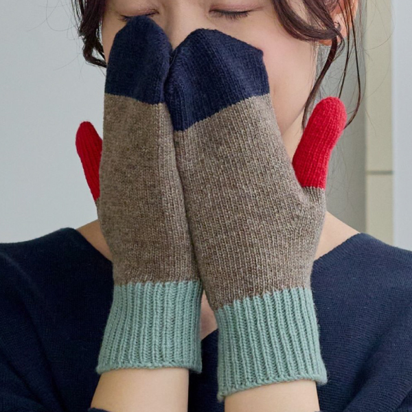 【shesay】リューズニット 配色使いミトン