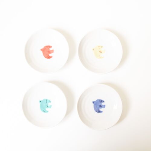 【ハレクタニ】 豆皿セット トリ豆皿 4pcsセット 九谷焼