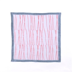 【shesay】配色ペンシルラインブロックプリント Wガーゼハンカチ(RD)