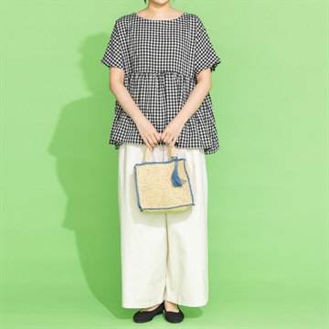 【＋borme】ウエストギャザー フレンチスリーブ ブラウス