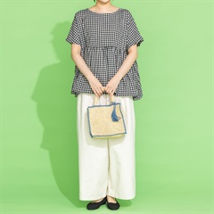 【＋borme】ウエストギャザー フレンチスリーブ ブラウス