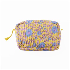 【shesay】ブロックプリント キルティングポーチ ベインフラワー(YL)