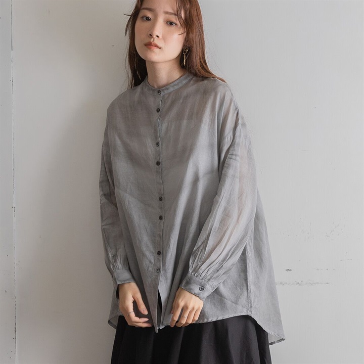 【teMite】製品染めシアーシャツチュニック