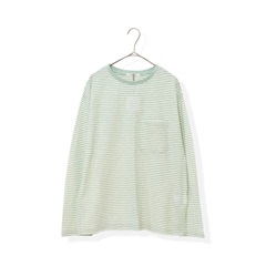 【le colis】シアーボーダー天竺長袖Tシャツ(53オフ×L.グリーン)