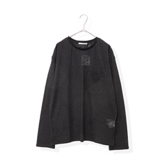 【le colis】シアーボーダー天竺長袖Tシャツ(90クロ×クロ)