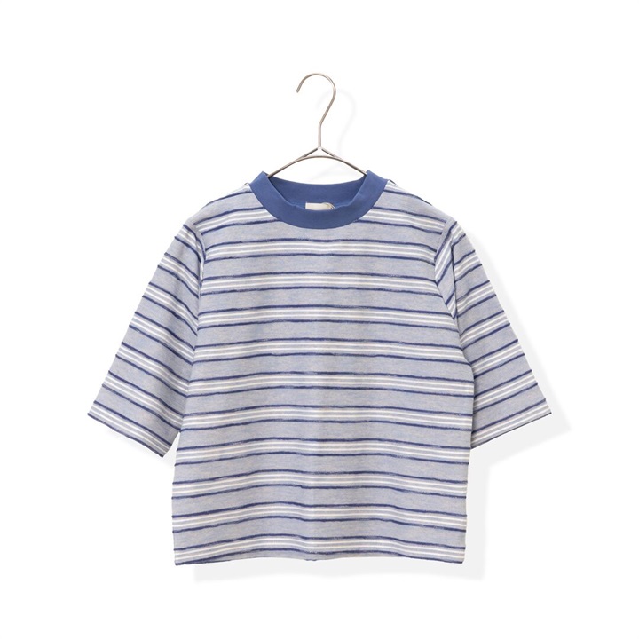 【alee】ランダムボーダー5分袖 Tee
