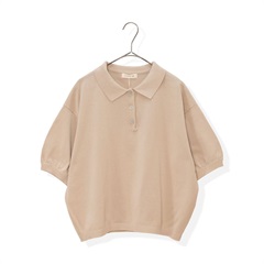 【Cloudnine】ショート丈5分袖 ニットポロシャツ(02IVORY)