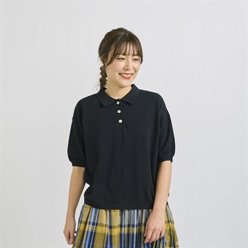 【Cloudnine】ショート丈5分袖 ニットポロシャツ