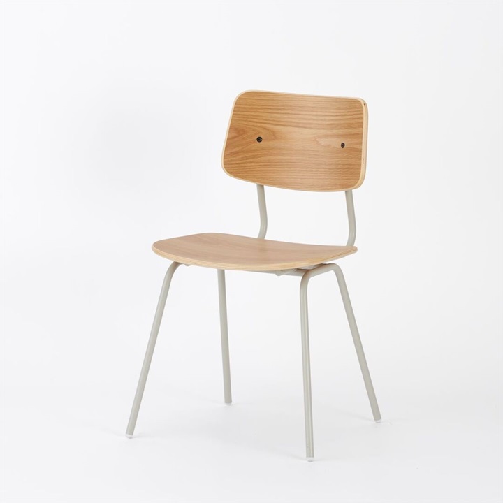 【ENEN】KUUM Chair shikaku - Gray White Steel Frame/Wooden Back