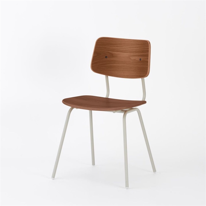 【ENEN】KUUM Chair shikaku - Gray White Steel Frame/Wooden Back