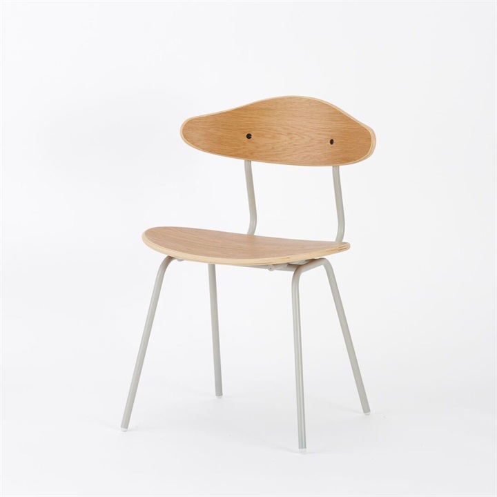 【ENEN】KUUM Chair kinoco - Gray White Steel Frame/Wooden Back