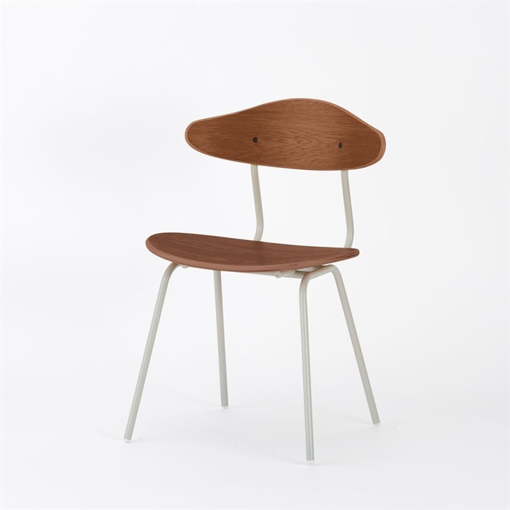 【ENEN】KUUM Chair kinoco - Gray White Steel Frame/Wooden Back