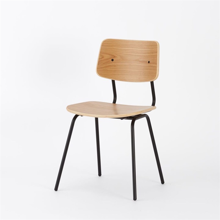 【ENEN】KUUM Chair shikaku - Black Steel Frame/Wooden Back