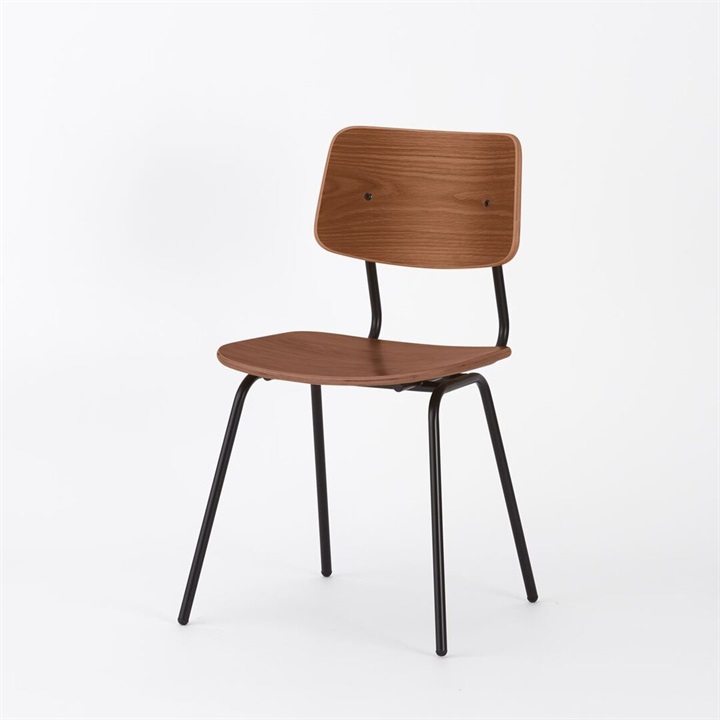 【ENEN】KUUM Chair shikaku - Black Steel Frame/Wooden Back