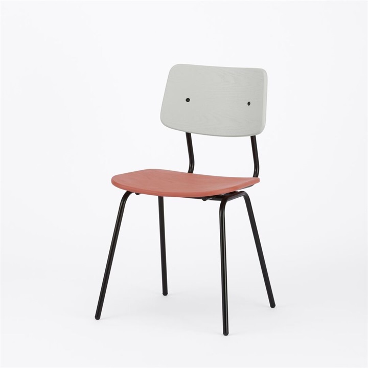 【ENEN】KUUM Chair shikaku - Gray x Pink x Black Steel Frame