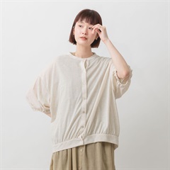 【M.M.O】麻混天竺5分袖ドルマンカーディガン(03ナチュラル)