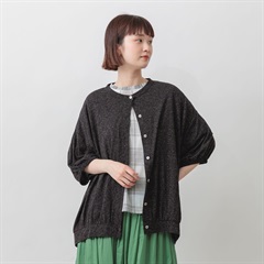 【M.M.O】麻混天竺5分袖ドルマンカーディガン