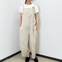 【：YURK Geniet van】ラフリネンバルーンサロペット(NATURAL)
