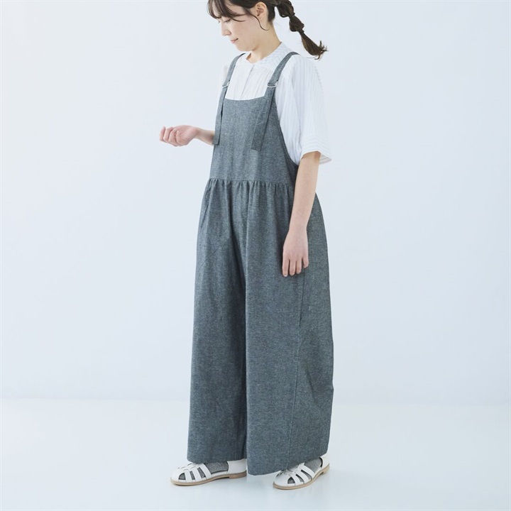 【Cloudnine】綿麻シャンブレーサロペット