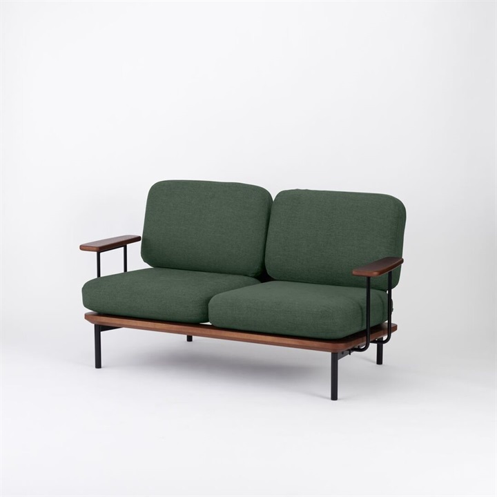 【ENEN】KUUM Sofa 2 seater Double arm - Steel Frame/Brown - 座面硬さ：やや硬め