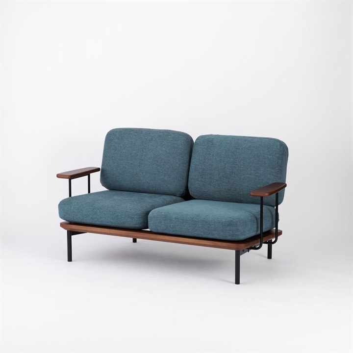 【ENEN】KUUM Sofa 2 seater Double arm - Steel Frame/Brown - 座面硬さ：やや柔らかめ