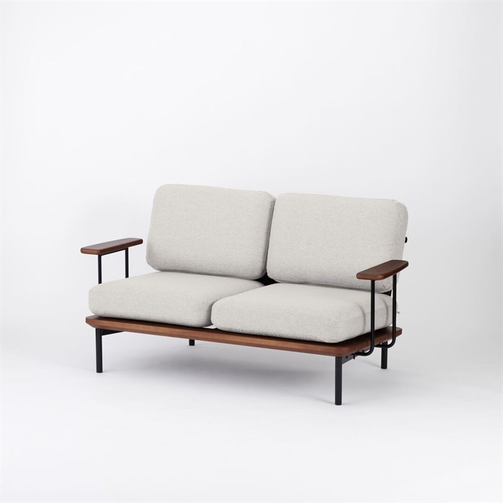 【ENEN】KUUM Sofa 2 seater Double arm - Steel Frame/Brown - 座面硬さ：やや柔らかめ