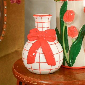 Ribbon フラワーベース 格子柄