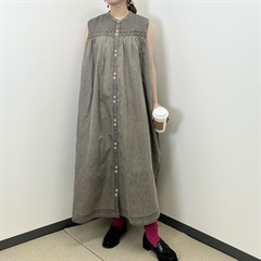 【Lupilien】4.5ozデニムピンタックノースリーブワンピース(004GRAY)