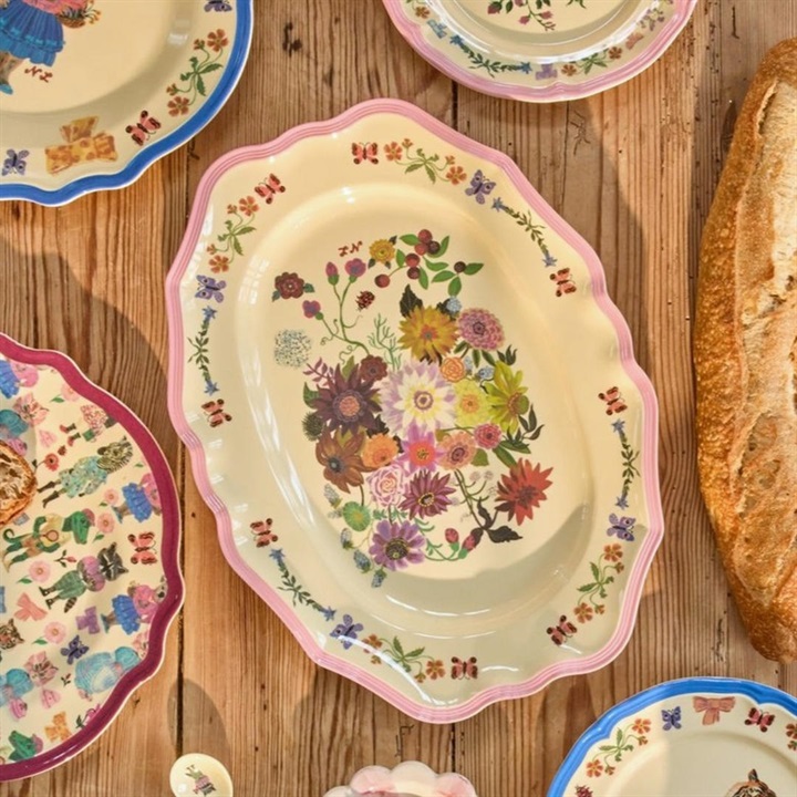 【rice】Nathalie Lete Melamine Vintage Serving Dish Large プレート 36.5cm