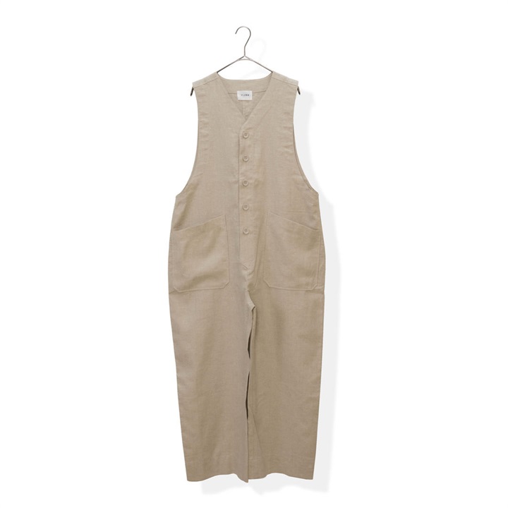 【YURK Geniet van】Vネックヘリンボンサロペット