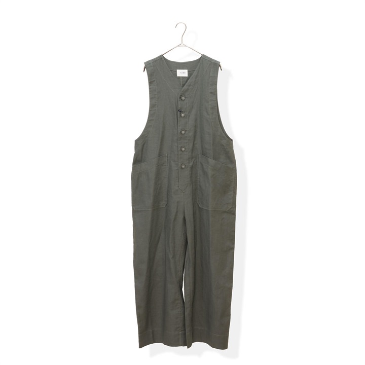 【YURK Geniet van】Vネックヘリンボンサロペット