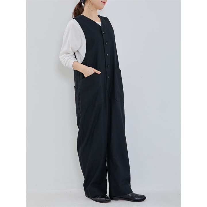 【YURK Geniet van】Vネックヘリンボンサロペット