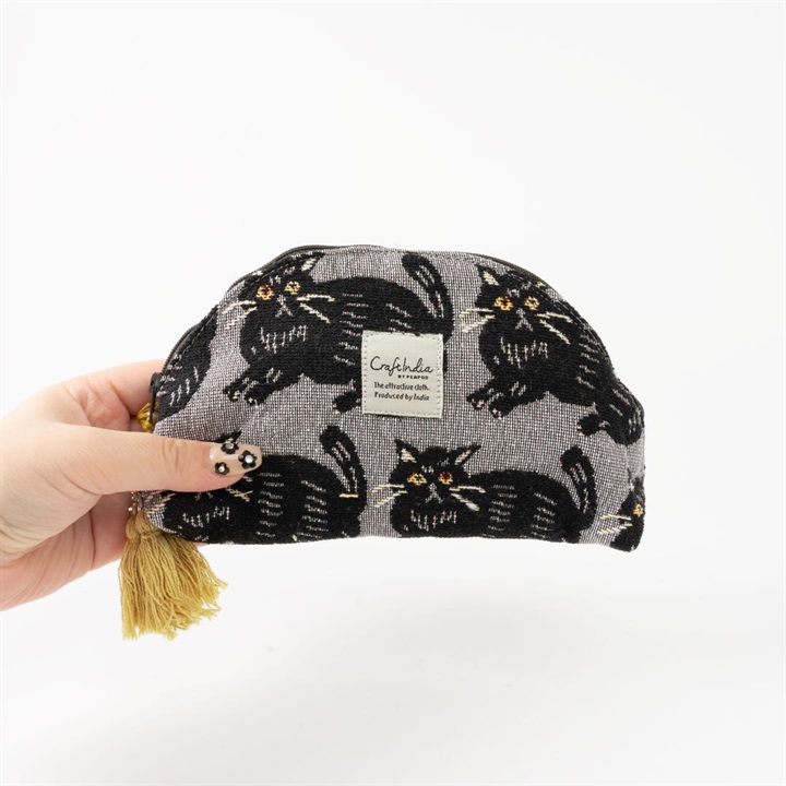 【Craft India】ジャガードマルチポーチ cat