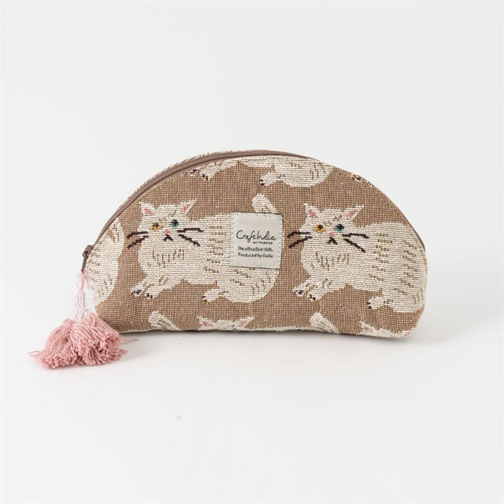 【Craft India】ジャガードマルチポーチ cat