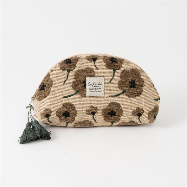 【Craft India】ジャガードマルチポーチ フラワー