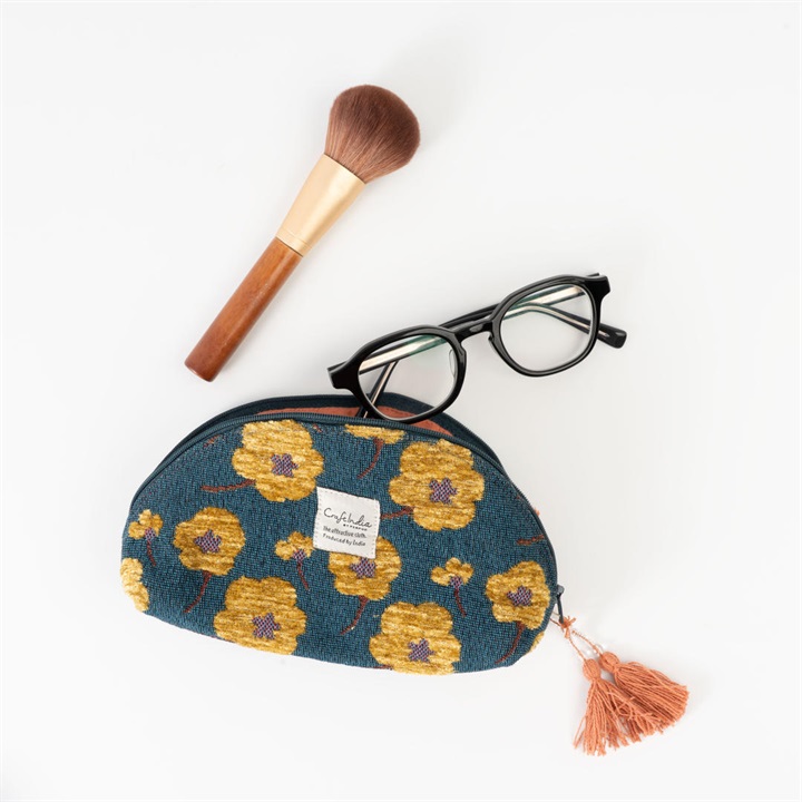 【Craft India】ジャガードマルチポーチ フラワー