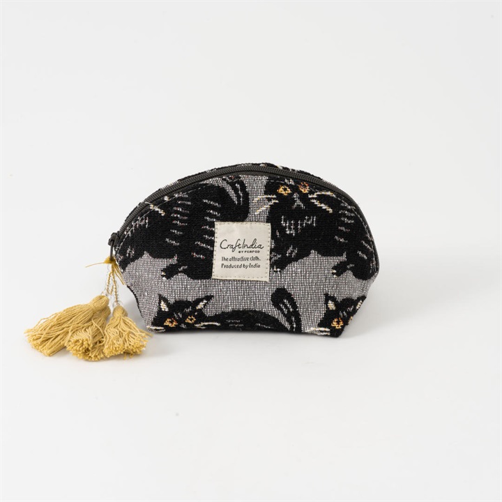 【Craft India】ジャガードミニポーチ cat