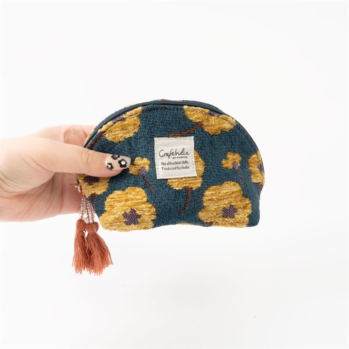 【Craft India】ジャガードミニポーチ フラワー