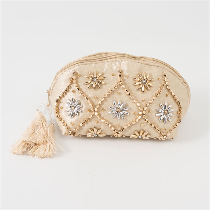 【Craft India】ビーズ刺繍ミニポーチ ディーヤ