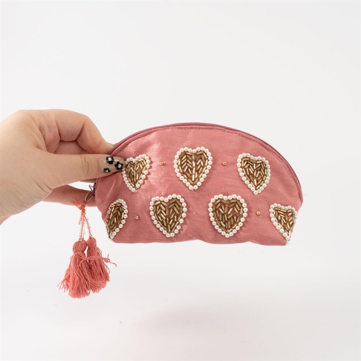 【Craft India】ビーズ刺繍ミニポーチ ラヴィシャ