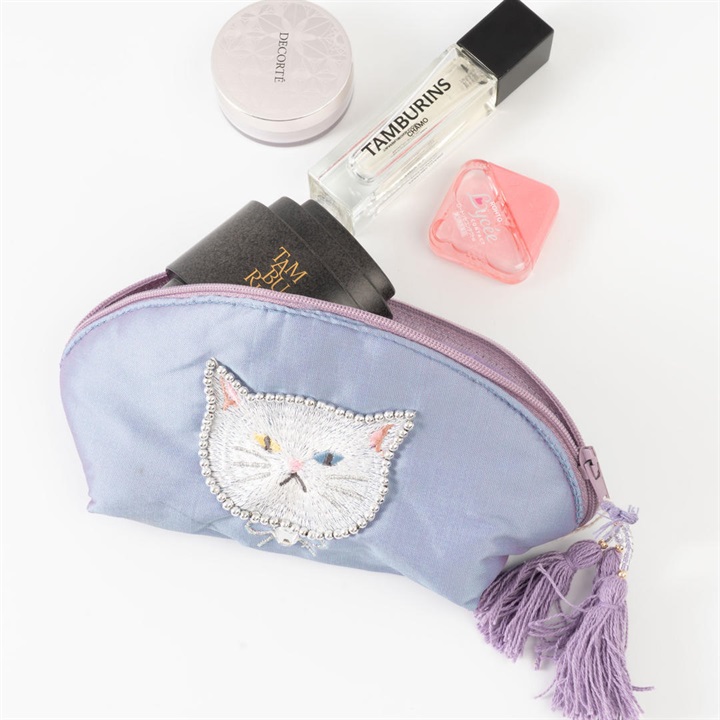 【Craft India】ビーズ刺繍ミニポーチ cat