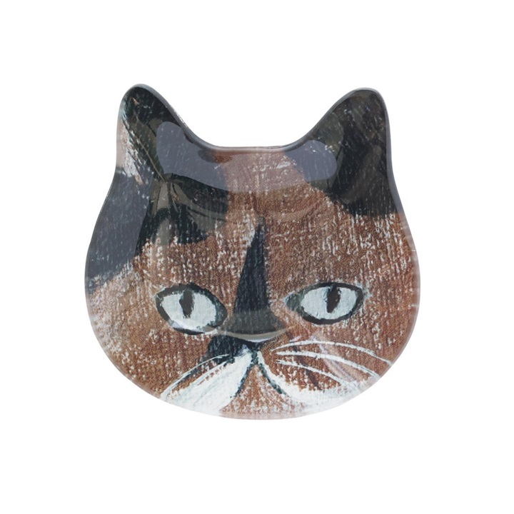 【松尾ミユキ】Cat face glass flat plate キャットフェイスガラスプレート
