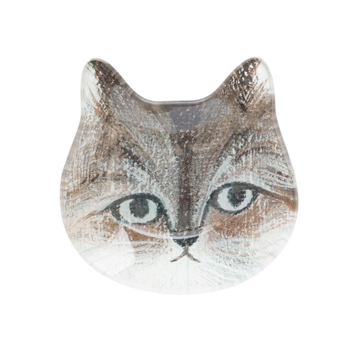 【松尾ミユキ】Cat face glass flat plate キャットフェイスガラスプレート