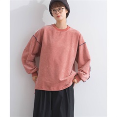 【Lupilien】スラブベロア 長袖メロウスウェット(043.PINK)