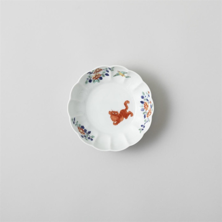 【BARBAR】蕎麦猪口大事典 色絵 菊形鉢 中