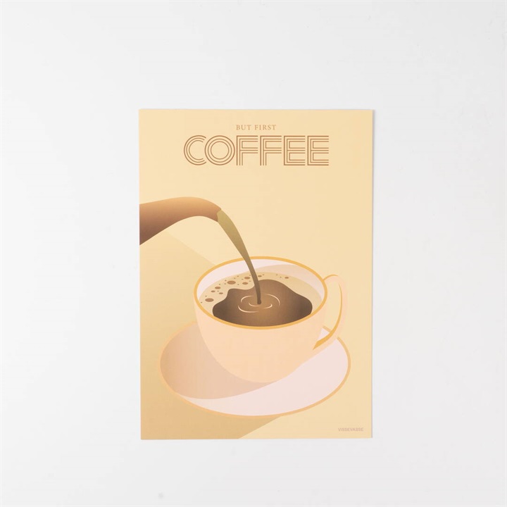 【ViSSEVASSE】ミニポスター But First Coffee 15×21cm
