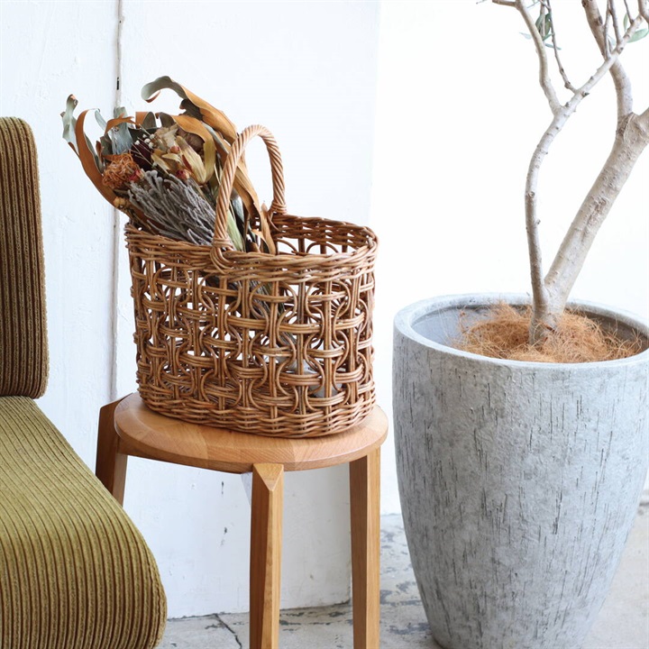 【THE AROROG】ループ編みオーバルバスケット