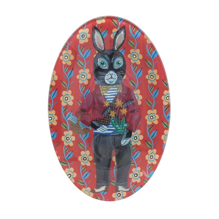 【Nathalie Lete】Glass Oval plate ガラスオーバルプレート(REGLISSE)