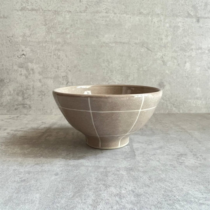 【KANESAN1893】koshihori 格子彫 飯碗 瀬戸焼