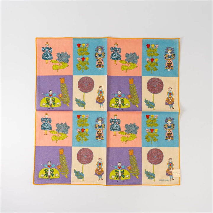 【KODUE HIBINO】シルクスクリーンプリントハンカチ 少女